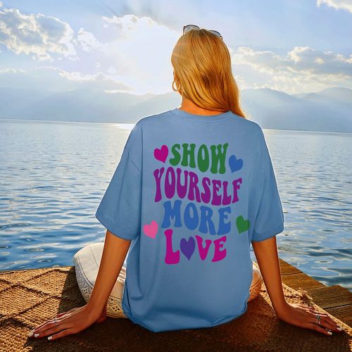 T-shirt à imprimé cœur et slogan - SHEIN - Modalova