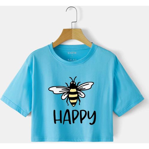 T-shirt court à motif d'abeille et lettres - SHEIN - Modalova