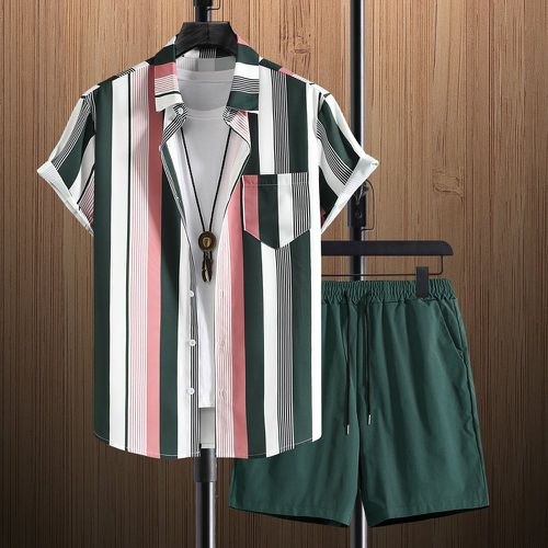 Chemise à rayures avec poche & Short à cordon (sans t-shirt) - SHEIN - Modalova