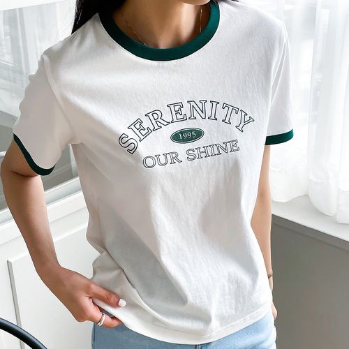 T-shirt à liseré contrastant à lettres - SHEIN - Modalova