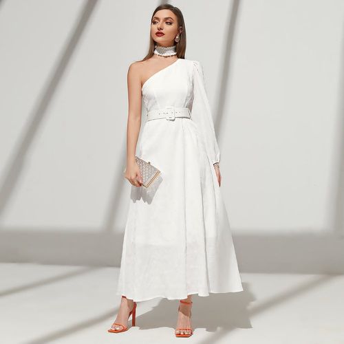 Robe ceinturée asymétrique avec manche bouffant - SHEIN - Modalova