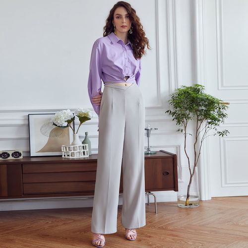 Pantalon taille asymétrique à plis - SHEIN - Modalova