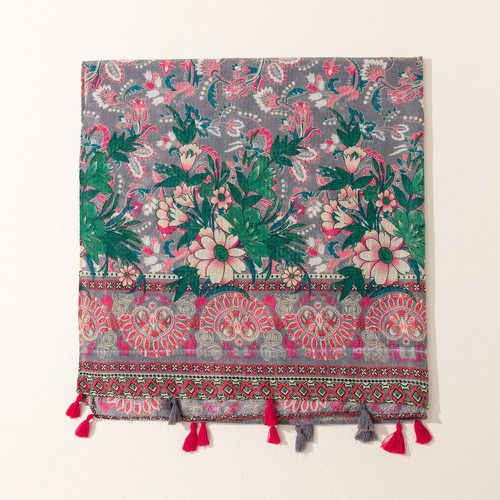 Écharpe à imprimé floral à franges - SHEIN - Modalova
