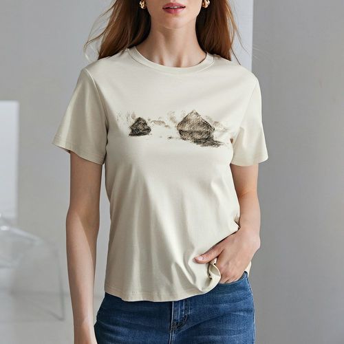 T-shirt en mélange soie à imprimé - SHEIN - Modalova