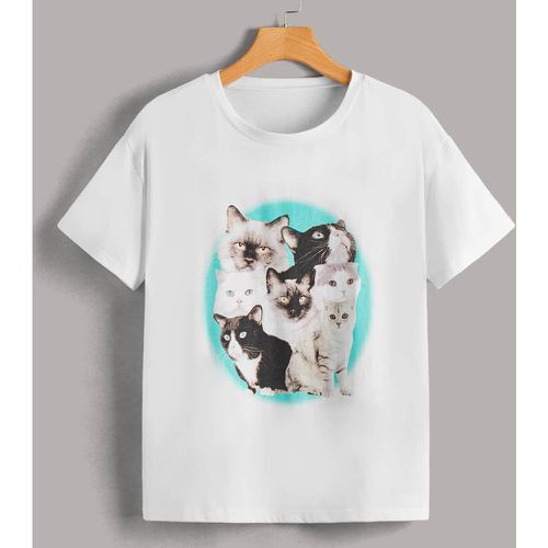 T-shirt à motif chat - SHEIN - Modalova
