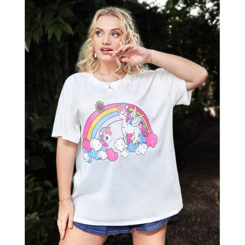 T-shirt arc-en-ciel & à imprimé licorne - SHEIN - Modalova