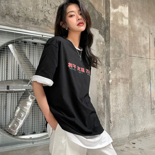 T-shirt à imprimé lettre chinoise - SHEIN - Modalova