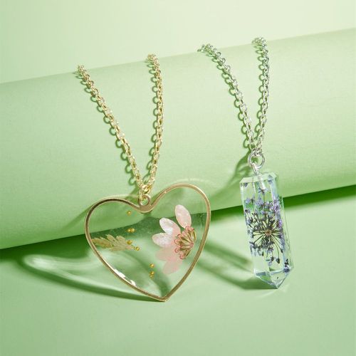 Pièces Collier à détail de fleur à pendentif cœur - SHEIN - Modalova