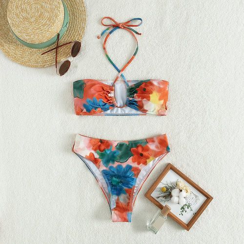 Bikini ras-du-cou floral aléatoire à imprimé à nœud - SHEIN - Modalova