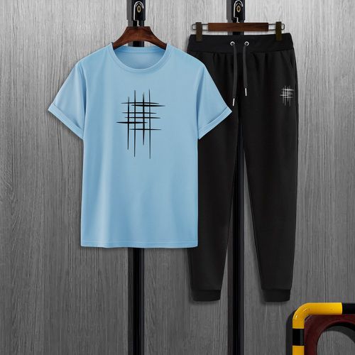 T-shirt à imprimé graphique & Pantalon de survêtement à cordon - SHEIN - Modalova