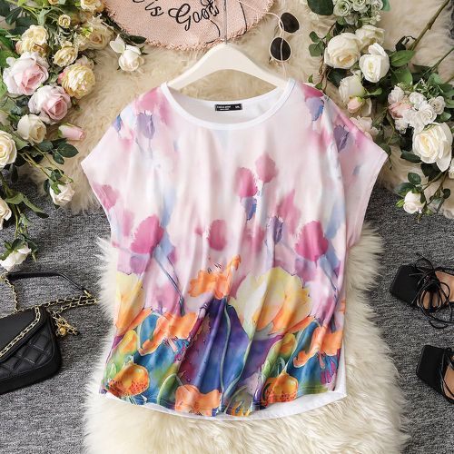 T-shirt à imprimé floral manches dolman - SHEIN - Modalova