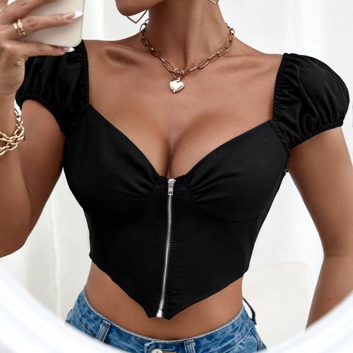 Top bustier manches bouffantes à encolure de cœur asymétrique - SHEIN - Modalova