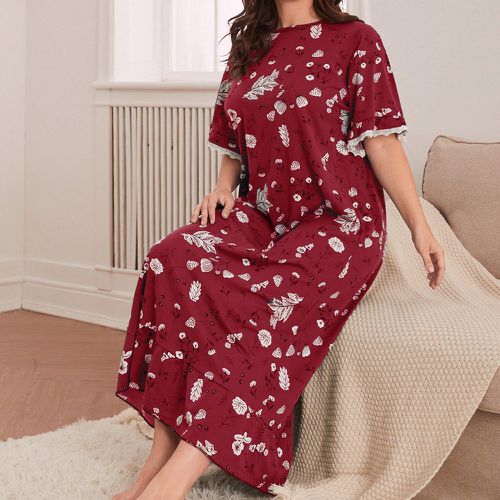 Robe de nuit à imprimé floral avec dentelle - SHEIN - Modalova