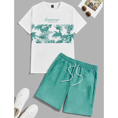 Tropical & à lettres T-shirt & à cordon Short - SHEIN - Modalova