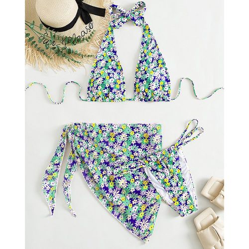 Pièces Bikini ras-du-cou à imprimé floral à nœud - SHEIN - Modalova