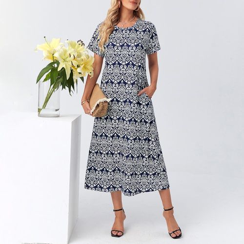 Robe tunique à imprimé floral avec poche cachée - SHEIN - Modalova