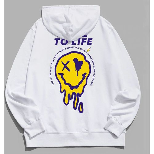 Sweat-shirt à capuche à motif dessin animé et slogan à cordon à poche kangourou - SHEIN - Modalova