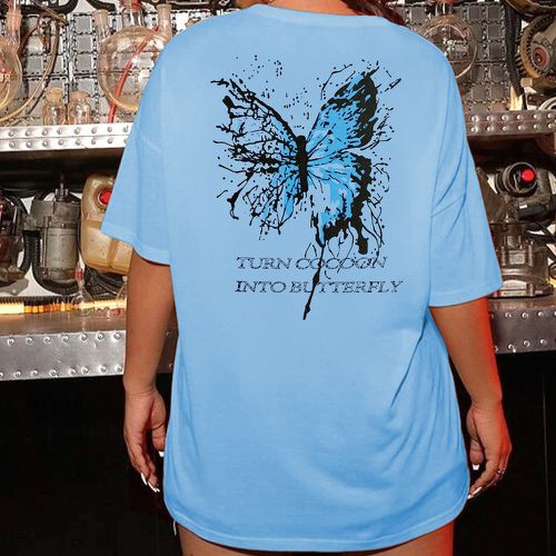 T-shirt papillon et slogan - SHEIN - Modalova