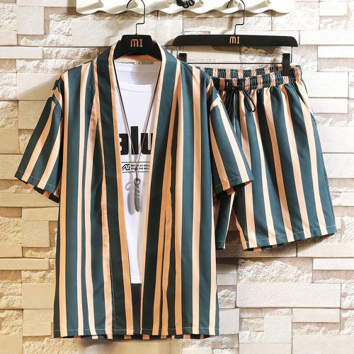 À rayures Kimono & à cordon Short (sans t-shirt) - SHEIN - Modalova