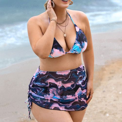 Pièces Bikini à imprimé marbré ras-du-cou triangulaire à cordon taille haute - SHEIN - Modalova