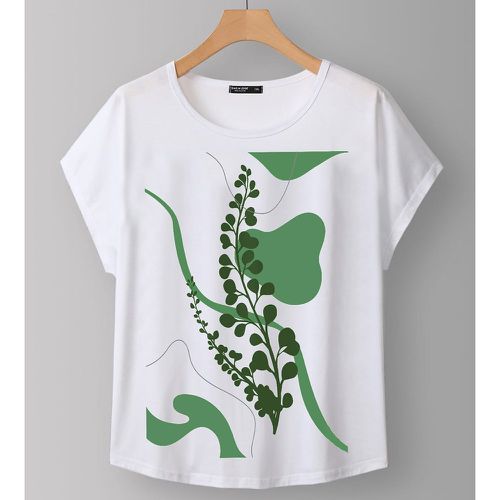 T-shirt à motif plante à manches chauve-souris - SHEIN - Modalova