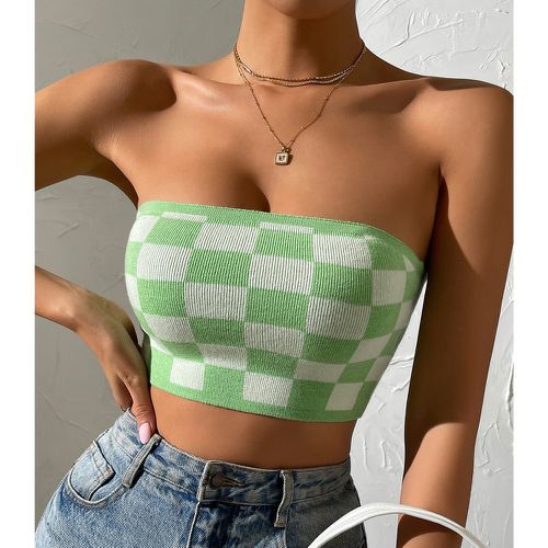 Top en tricot à carreaux court bustier - SHEIN - Modalova