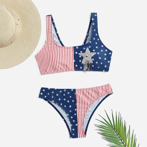 Bikini drapeau américain avec strass - SHEIN - Modalova