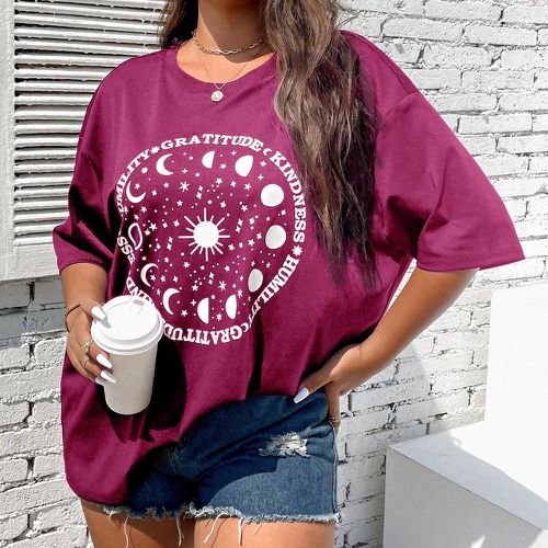 T-shirt oversize galaxie & à lettres - SHEIN - Modalova