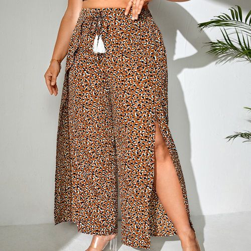 Pantalon ample léopard à franges à nœud - SHEIN - Modalova