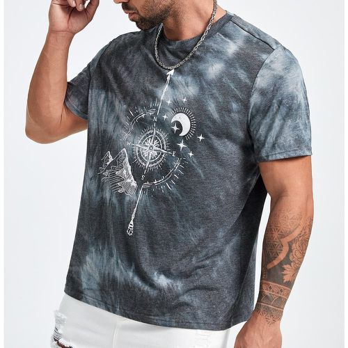 T-shirt tie dye à imprimé étoile et lune - SHEIN - Modalova