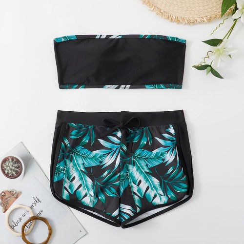 Bikini bandeau à imprimé tropical - SHEIN - Modalova