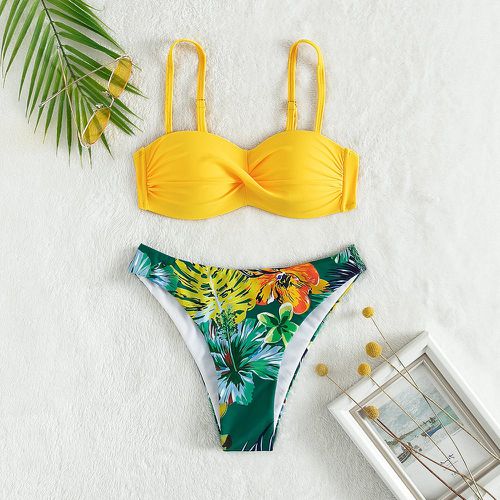 Bikini aléatoire à imprimé tropical à ruché push-up - SHEIN - Modalova