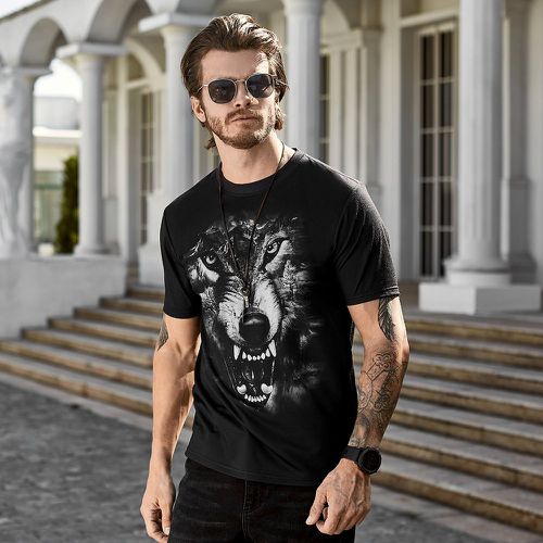 Homme T-shirt à imprimé loup 3D - SHEIN - Modalova