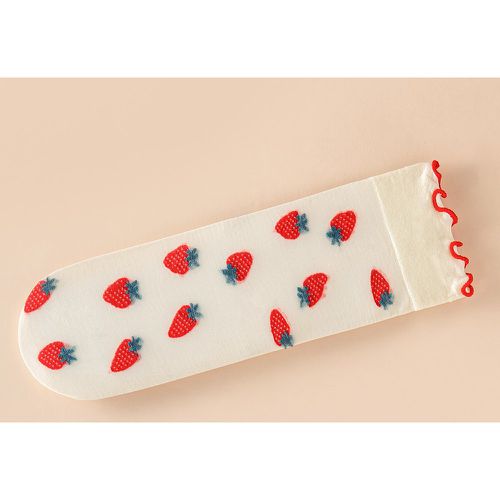 Chaussettes à motif fraise à ourlet ondulé - SHEIN - Modalova