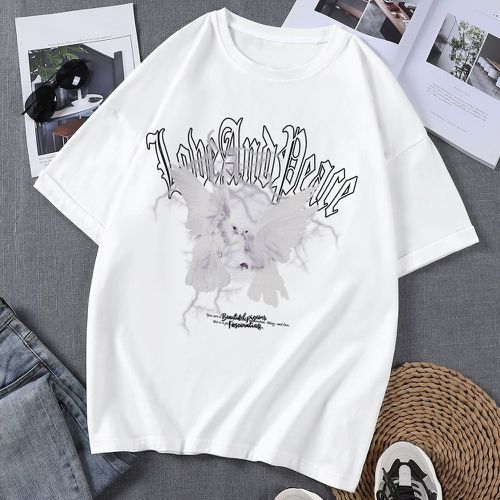 T-shirt colombe & à motif slogan - SHEIN - Modalova