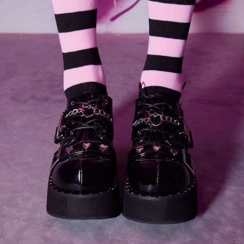 Chaussures oxford à cœur à chaîne à lacets plate-forme - SHEIN - Modalova