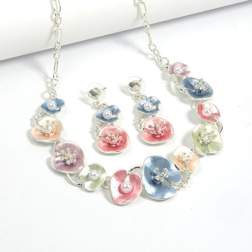 Collier fleur & à fausse perle & pendants d'oreilles - SHEIN - Modalova