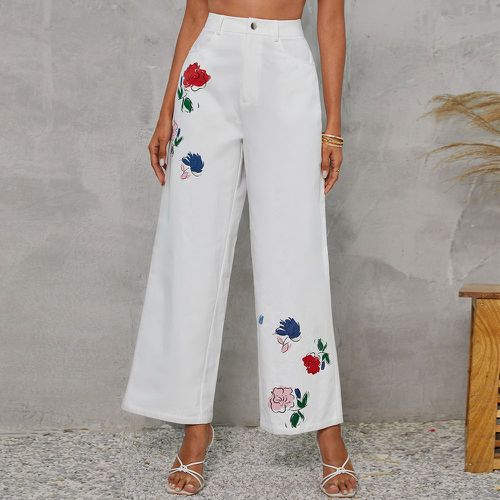 Pantalon taille haute à imprimé floral - SHEIN - Modalova