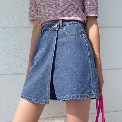 Jupe-short en jean taille haute croisé - SHEIN - Modalova