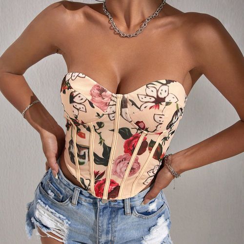 Top bandeau à imprimé floral à œillets à lacets bustier - SHEIN - Modalova