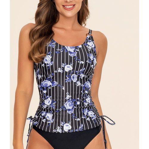 Haut de tankini aléatoire à rayures & à imprimé floral - SHEIN - Modalova