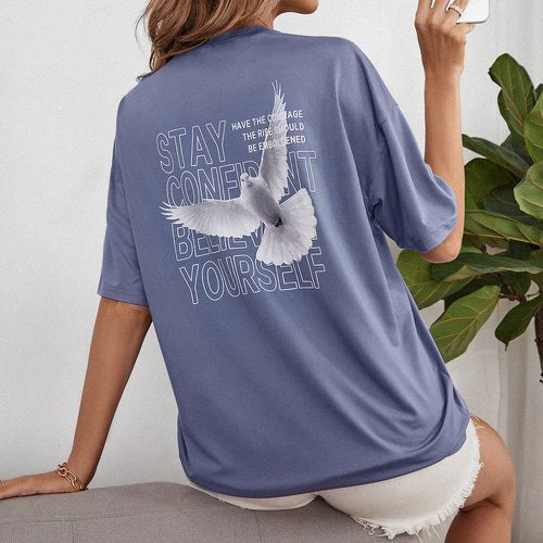 T-shirt slogan & à imprimé pigeon - SHEIN - Modalova