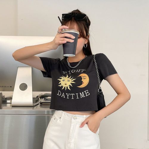 T-shirt soleil & à lettres - SHEIN - Modalova