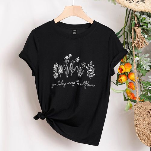 T-shirt slogan et floral - SHEIN - Modalova