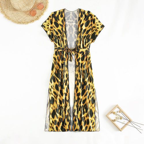 Kimono léopard fendu ceinturé - SHEIN - Modalova