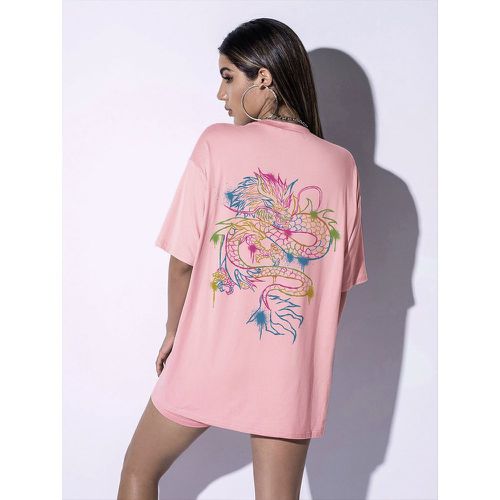 T-shirt oversize lettre & à imprimé dragon chinois - SHEIN - Modalova