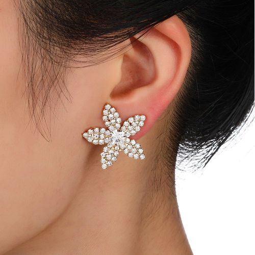 Clips d'oreilles à strass design fleur - SHEIN - Modalova