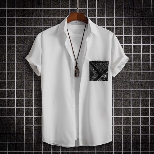 Chemise paisley patch à poche (sans t-shirt) - SHEIN - Modalova