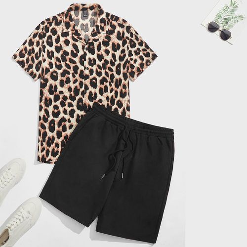 Chemise à léopard & Short à cordon - SHEIN - Modalova