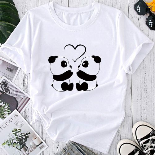 T-shirt panda & à imprimé cœur - SHEIN - Modalova